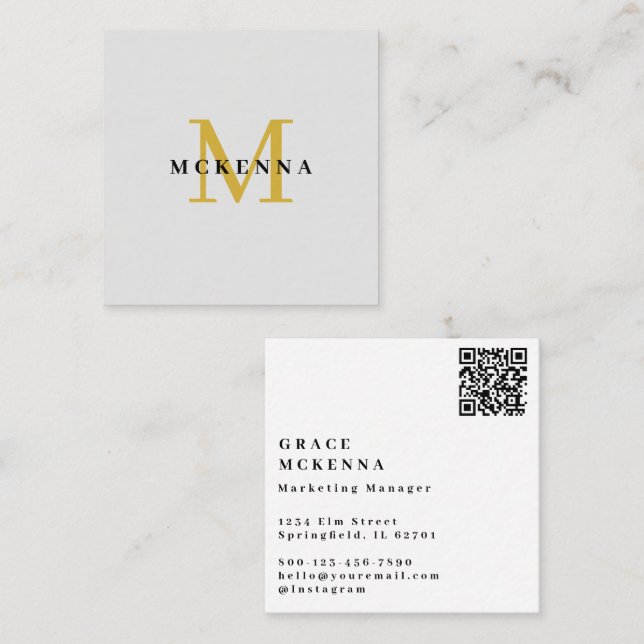 Modern QR Code Business Card Light Grey (Front/Back)
