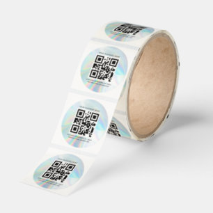 Modern QR Code Business Iridescent Professional Classic Round Sticker