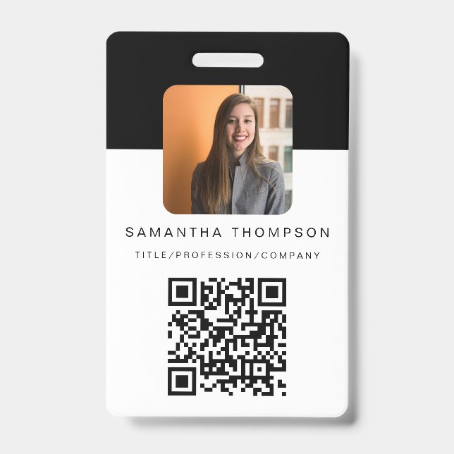 Modern QR Code Business Logo ID Card Employee  Badge (Front)