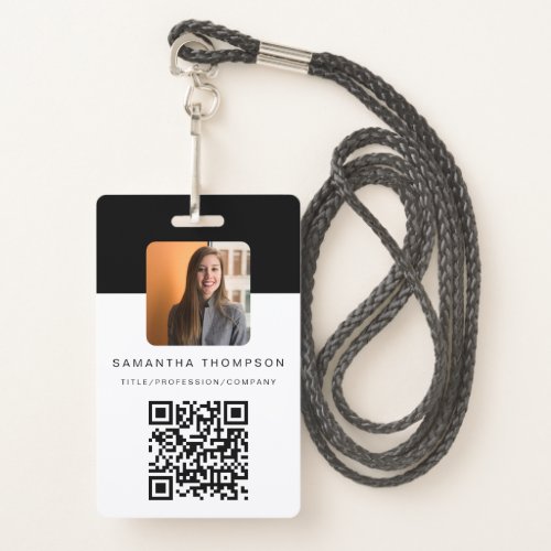 Modern QR Code Business Logo ID Card Employee  Badge
