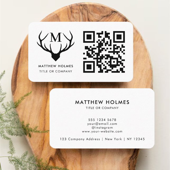 Modern QR Code Business Logo Professional Monogram Business Card (Modern QR Code Business Logo Professional Monogram Business Card)
