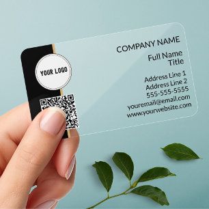Modern QR Code Business Logo Transparent Clear Business Cards