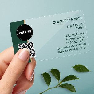 Modern QR Code Business Logo Transparent Clear Business Cards