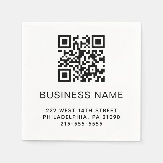 Modern QR Code Business Name or Logo Napkins (Front)