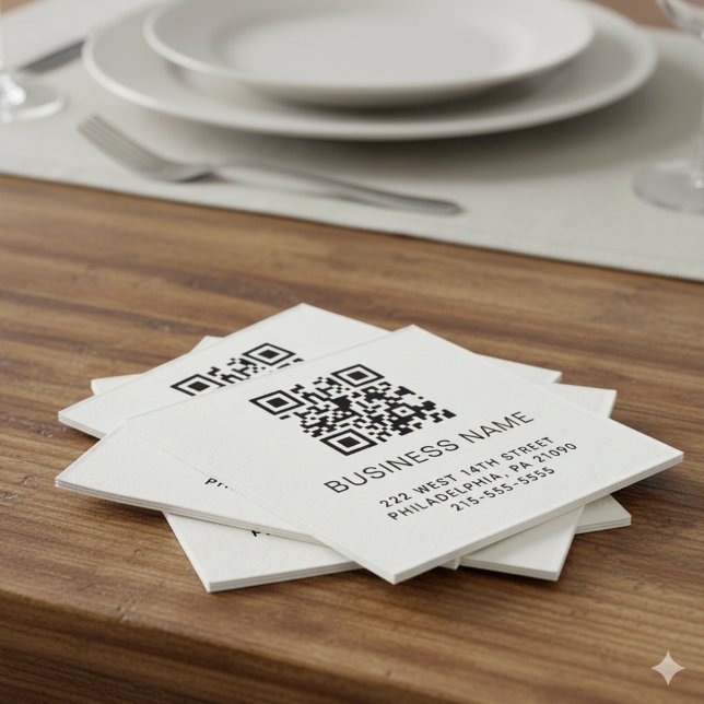 Modern QR Code Business Name or Logo Napkins (Creator Uploaded)