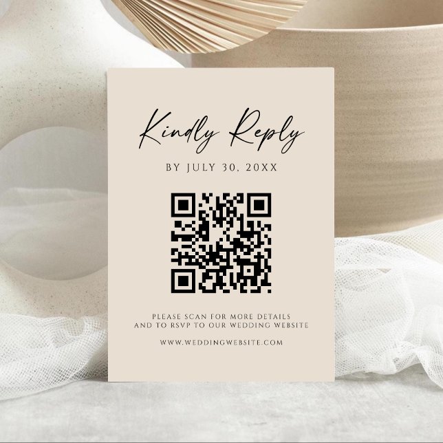 Modern QR Code | Champagne Website RSVP Card (Creator Uploaded)