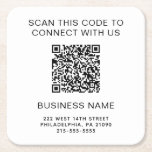 Modern QR Code Company Promotional Square Paper Coaster<br><div class="desc">Modern and simple promotional coasters for your company or organization. Add your QR code and two lines of custom text,  such as "scan to connect with us" and your company name,  address and phone number.</div>