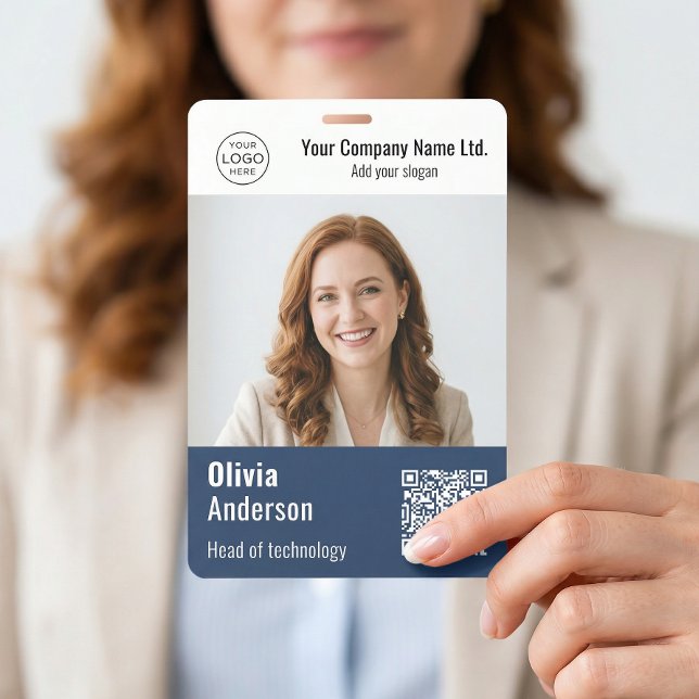 Modern QR Code Corporate Photo ID Blue Badge (Creator Uploaded)