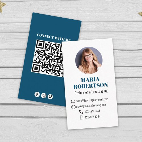 Modern QR Code Custom Photo  Connect With Us Business Card