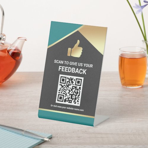 Modern QR Code Customer Feedback Table Sign