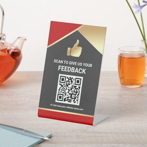 Modern QR Code Customer Feedback Table Sign