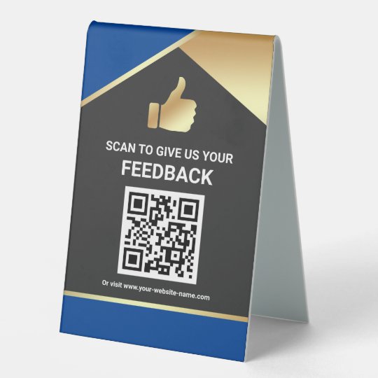 Modern QR Code Customer Feedback Table Tent Sign | Zazzle.com