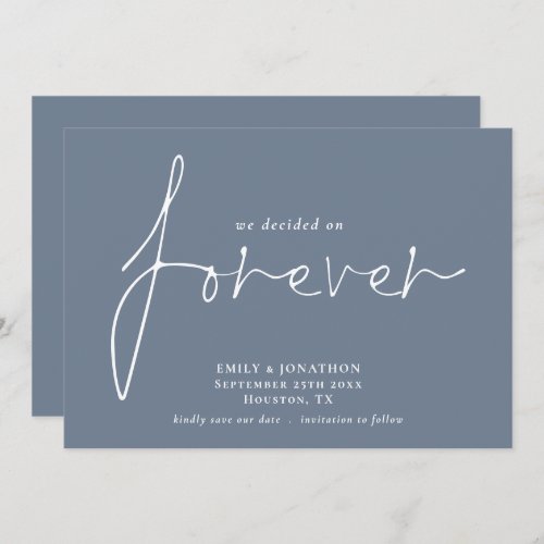 Modern QR Code Decided on Forever Dusty Blue Save The Date