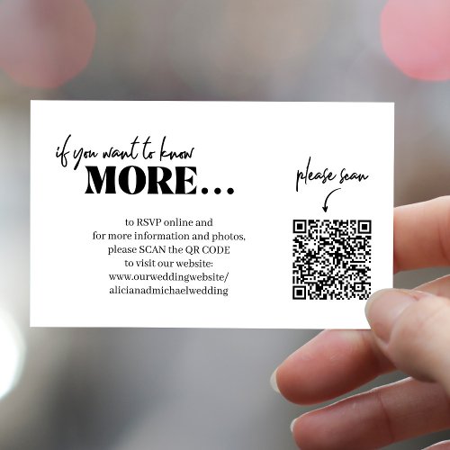 Modern QR code details online rsvp website wedding Enclosure Card
