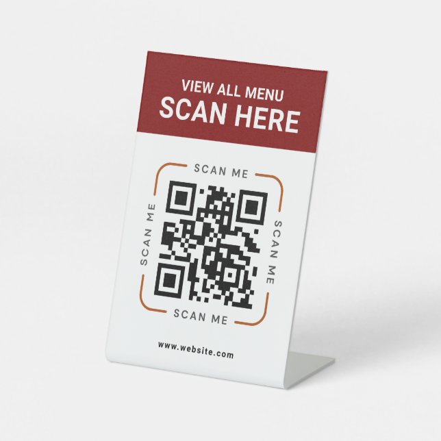 Modern QR Code  | Digital Menu Tabletop Sign (Front)