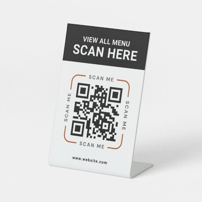 Modern QR Code  | Digital Menu Tabletop Sign (Front)