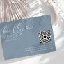 Modern QR Code Dusty Blue Wedding RSVP Card