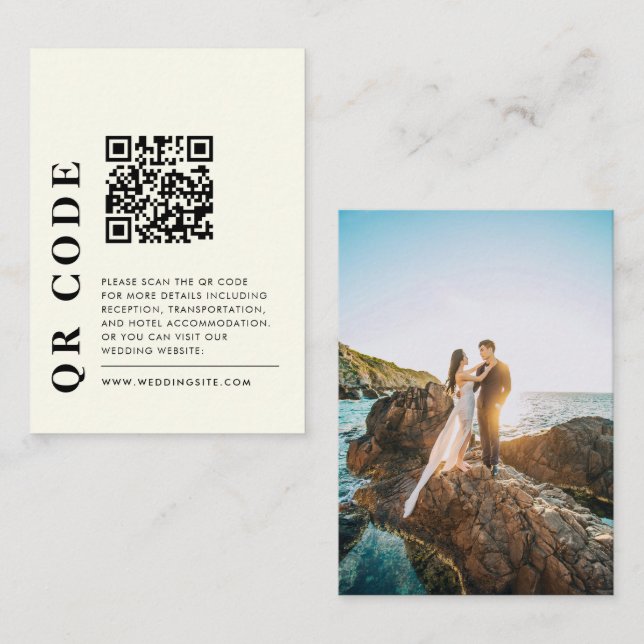 Modern QR Code Elegant Wedding Details Photo Enclosure Card (Front/Back)