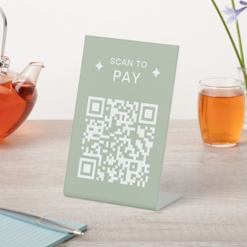 Modern QR Code for Restaurants Scan to Pay Green Pedestal Sign