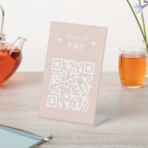 Modern QR Code for Restaurants Scan to Pay Pink Pedestal Sign