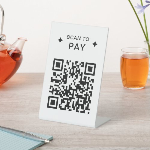 Modern QR Code for Restaurants Scan to Pay Simple Pedestal Sign