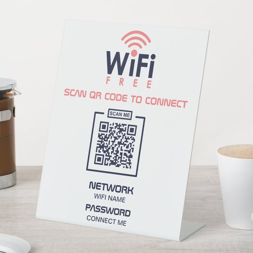 Modern QR Code l Fee WIFI Password Window Cling Pedestal Sign