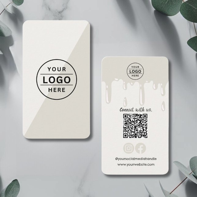 Modern QR Code Logo Gray Bakery  Business Card (Creator Uploaded)