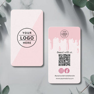 Modern QR Code Logo Pink Bakery Business Card