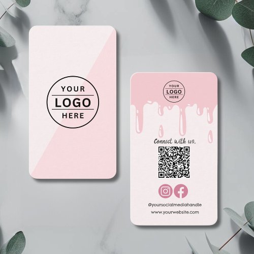 Modern QR Code Logo Pink Bakery Business Card