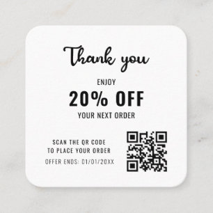 Modern QR Code Loyalty Business Logo Black White Discount Card
