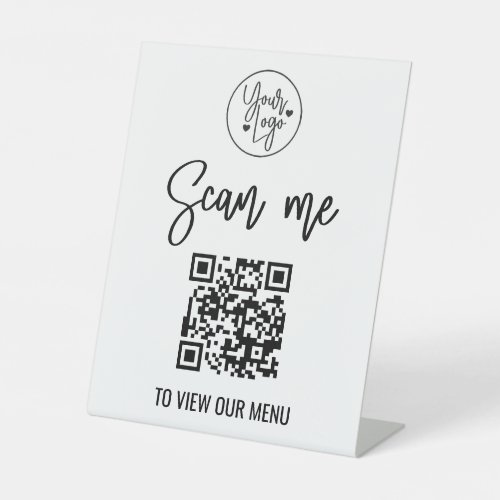 Modern QR Code Menu Logo Contactless Business Pedestal Sign