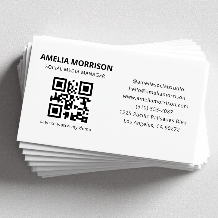 Modern QR Code Minimalist Professional Business Card
