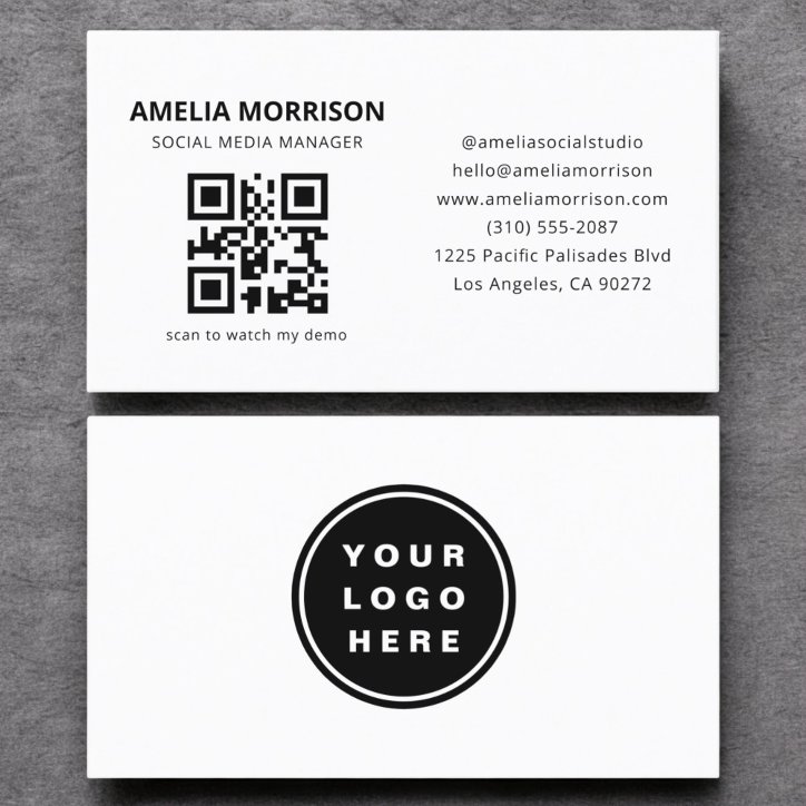 Modern QR Code Minimalist Professional Logo Business Card