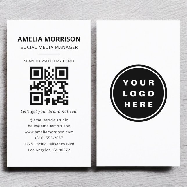 Modern QR Code Minimalist Professional Logo Business Card (Creator Uploaded)