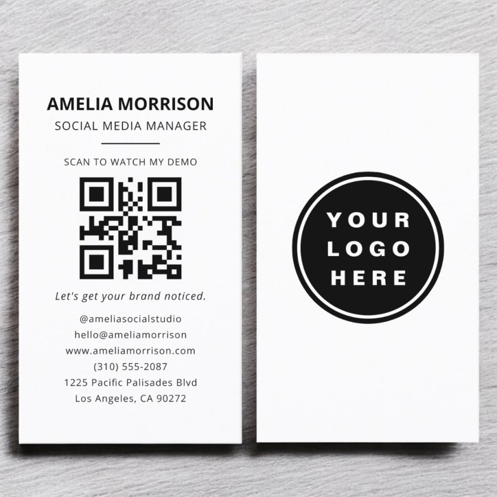 Modern QR Code Minimalist Professional Logo Business Card