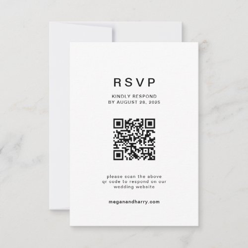 Modern QR Code Minimalist Wedding RSVP Card