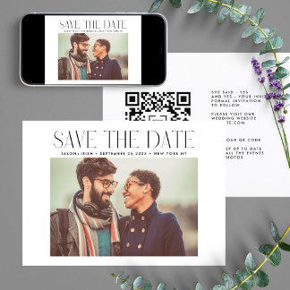 MODERN | QR Code Modern Simple Photo Border Save The Date