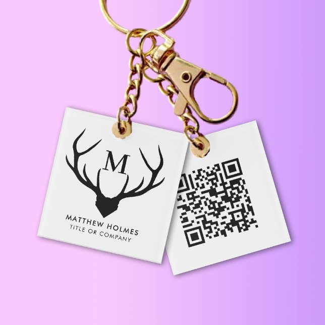 Modern QR Code Monogram Scan me Professional Keychain (Modern QR Code Monogram Scan me Professional Keychain)