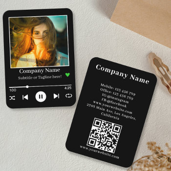 Modern Qr Code Music Player Song Playlist Photo Business Card by CardCrafters at Zazzle