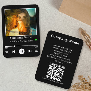 Modern QR Code Music Player Song Playlist Photo Business Card