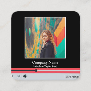 Modern QR Code Music Player Song Playlist Photo  Square Business Card