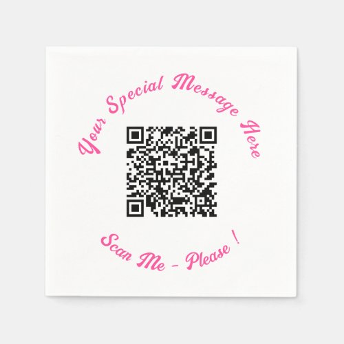 Modern QR Code Napkins with Your Special Text