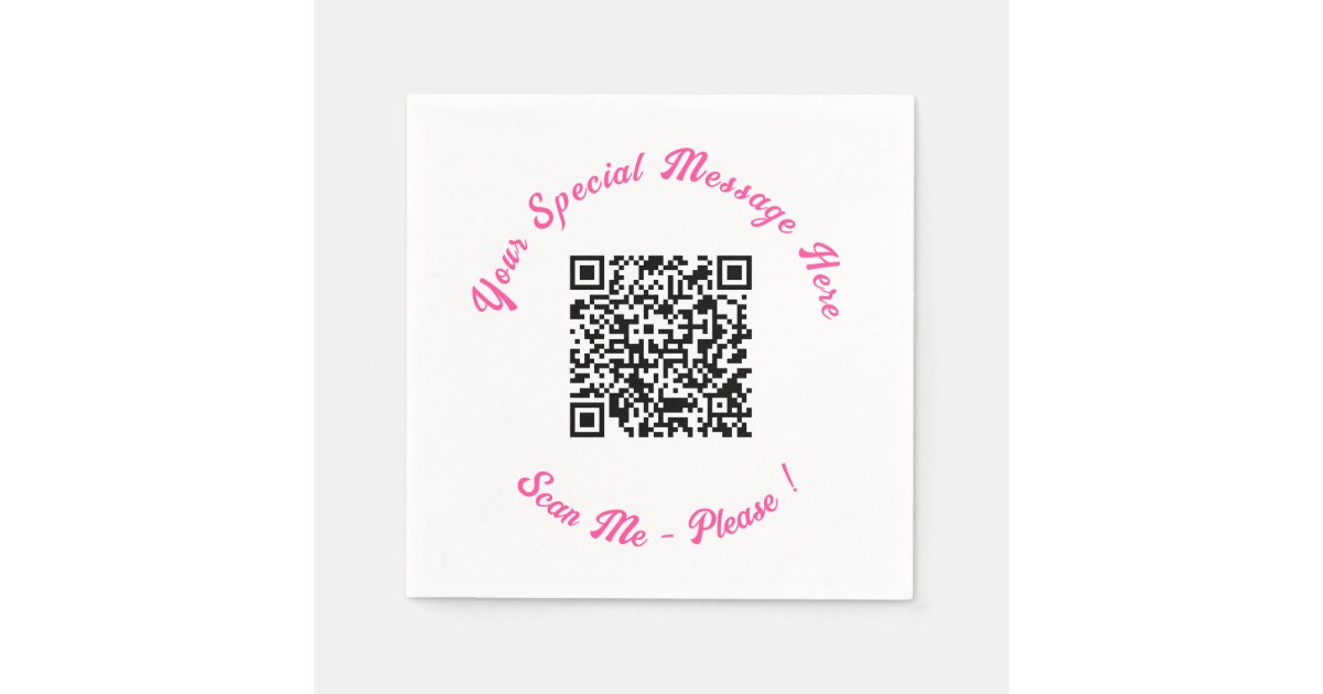 Modern QR Code Napkins with Your Special Text | Zazzle