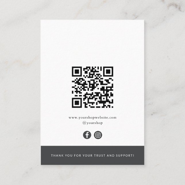 Modern QR Code Necklace Earrings Display Card (Back)