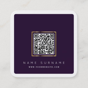 Modern QR code networking scannable logo simple Square Business Card