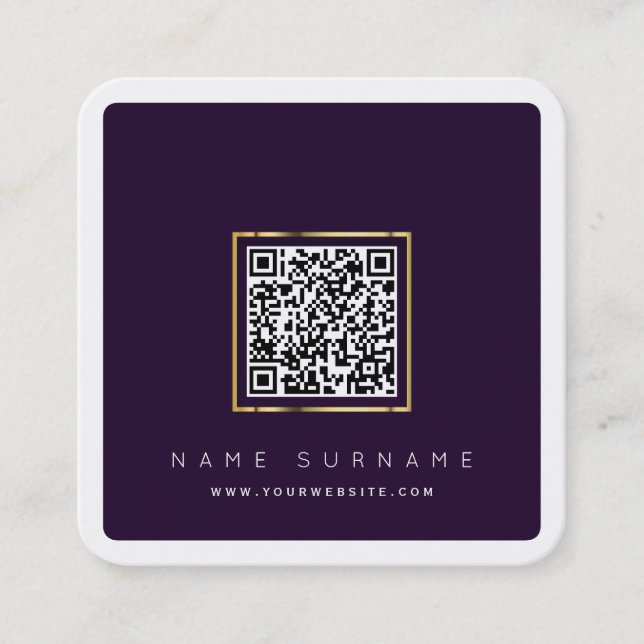 Modern QR code networking scannable logo simple Square Business Card (Front)