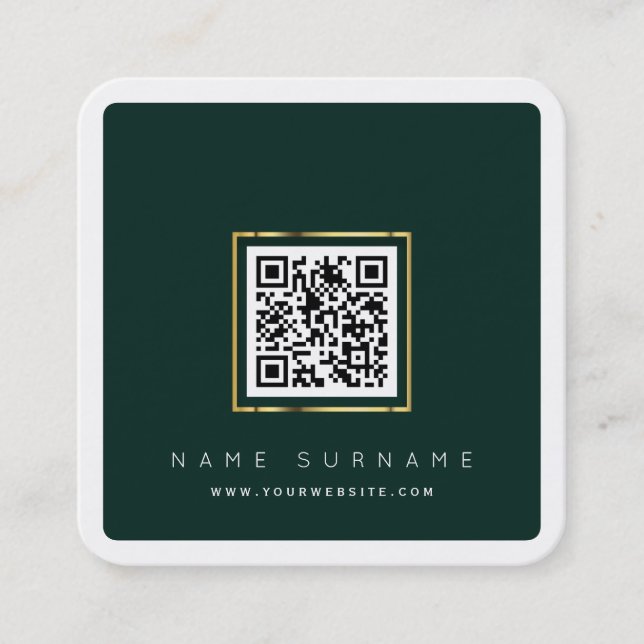 Modern QR code networking scannable logo Square Bu Square Business Card (Front)