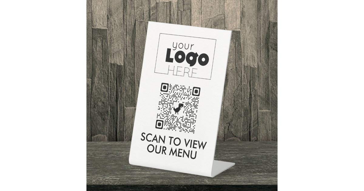 Modern QR Code No Contact Scan for Menu Table Sign | Zazzle