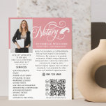 Modern QR Code Notary Photo  Flyer<br><div class="desc">Modern,  elegant typography photo Notary business flyer. Design features your photo,  elegant typography script ''Notary'' in white handwritten lettering,  your name,  title,  message and services. Personalize further with your QR code,  contact details and social media.</div>