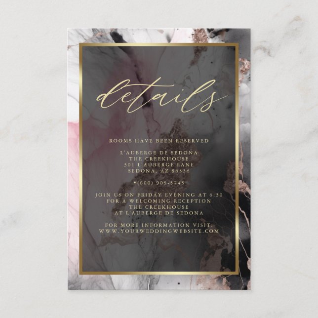 Modern QR Code Paint Abstract Rose Charcoal Gold  Enclosure Card (Front)